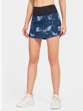 Baleaf Printed Active Skort with Zipper Pocket & Media Port Blue Abstract M